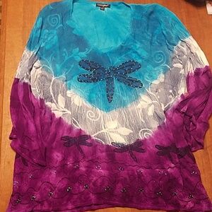 #045 Greater Good L Dragonfly sequined tunic